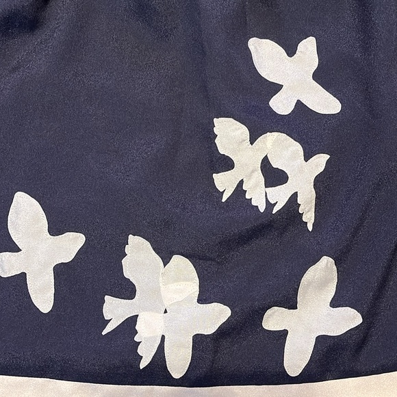 Navy skirt with cream birds and pockets - Picture 3 of 5